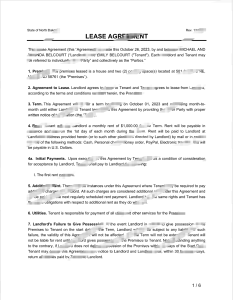 北达科他州租赁协议模板North Dakota Lease Agreement Template-帮司令
