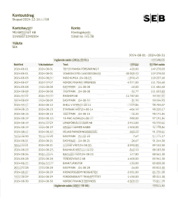 瑞典SEB公司账户报表Word和PDF模板Sweden SEB Corporate Account Statement Word And PDF Template-帮司令