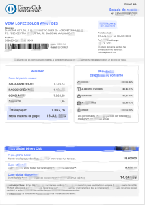 厄瓜多尔国际餐饮俱乐部信用卡对账单Word和PDF模板Ecuador International Dining Club Credit Card Statement Word and PDF Templates-帮司令
