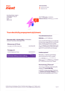 英国E.ON电费预付报表Word和PDF模板（6页）UK E.ON prepaid electricity bill report Word and PDF template (6 pages)-帮司令
