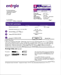 爱尔兰能源电费账单Word和PDF模板（4页）Ireland Energy Bill Template (Word and PDF) (4 pages)-帮司令