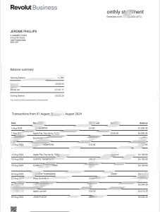 英国Revolut商业银行对账单Word和PDF模板（3页）UK Revolut Business Bank Statement Word and PDF Templates (3 pages)-帮司令