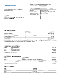 瑞典 Handelsbanken 银行对账单 Word 和 PDF 模板Sweden Handelsbanken Bank Statement Word and PDF Template-帮司令