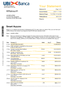 意大利 UBI Banca 银行对账单 Word 和 PDF 模板Italy UBI Banca Bank Statement Word and PDF Template-帮司令