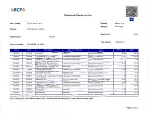 玻利维亚BCP银行对账单模板Bolivia BCP Bank Statement-帮司令