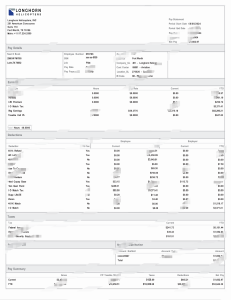 美国长角直升机公司工资单模板USA Longhorn Helicopters Paystub Template-帮司令
