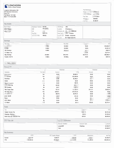 美国长角直升机公司工资单模板USA Longhorn Helicopters Paystub Template-帮司令