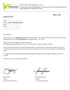 菲律宾 RareJob Inc 银行推荐信 Word 和 PDF 模板（2 页）Philippines RareJob Inc Bank Endorsement Letter Word And PDF Template (2 Pages)-帮司令