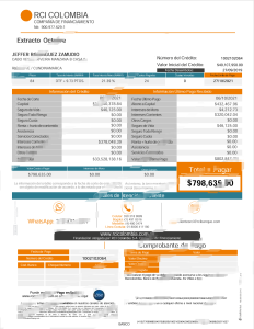 哥伦比亚RCI银行对账单Word和PDF模板（2页）Colombia RCI Colombia Bank Statement Word And PDF Template (2 Pages)-帮司令